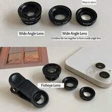 1 Set 3-In-1 Clip-On Phone Camera Lens Kit, Wide Angle + Macro + Fisheye High Definition External Smartphone Lens, Suitable For Travel, Photography And Selfie - Multicolor - View 3