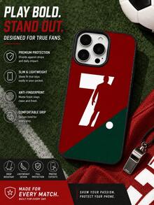 1 pieza Funda de teléfono suave de TPU con diseño de balón de fútbol, compatible con iPhone 17/16 Pro Max/15 Plus/14 Pro, cubierta protectora con estampado de entrenamiento CR, a prueba de golpes, con recortes precisos - Negro 3 - Ver 4