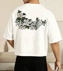 Lonblece Camiseta de manga corta con estampado bordado a mano para hombres, adecuada para uso diario en primavera y verano - Blanco - Ver 1