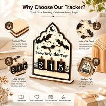 1pc Wooden Reading Counter Pendant, Fun Bookshelf Decor, Personalized Book Reading Tracker, Annual Reading Volume Counter, Library Decor, Bookshelf Decor Book Tracker Sign, Reader Gift, Bookworm Lover Gift, Book Fan Christmas Gift - Xiaolong - View 5