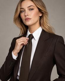 Women's Business Ties: Sophisticated, Versatile And Professional; British Style, Suitable For Suits And Shirts; Preppy Style, Perfect For Everyday Wear And Photo Shoots. - Coffee Brown - View 2