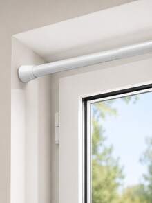 Telescopic No-Drill Spring Tension Curtain Rod, Adjustable Metal Rod For Windows, Closets, Bathrooms, Shower Curtains - White 1pc - View 1