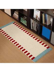 1pc Red & Blue Line Pattern Area Rug, Decorative Carpet, Bedroom Decor, Small Rug, Carpet, Home Decor, Living Room Rug, Living Room Small Rug, Bedroom Rug, Living Room Home Decor, Outdoor Rug, Washable Rug - Multicolor - View 8