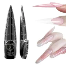 45 Peças/Saco de Pontas de Unhas Francesas Multiestilo com Extensão de Cristal em Escala e Formas de Unhas para Terapia de Luz - Transparente - Visão 3