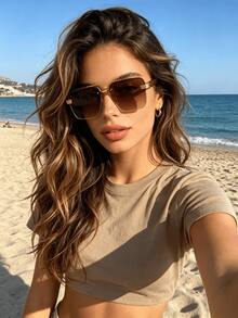 Leicht luxuriöse Retro-Business-Stil Doppelsteg-Sonnenbrille, Unisex-Sonnenbrille, UV-Schutz, neutraler Stil, bequem und vielseitig, geeignet für den täglichen Gebrauch, Pendeln, Reisen und Autofahren Outdoor - Verschiedenfarbig - Übersicht 10