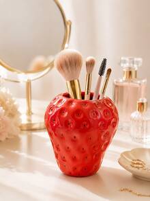 Cute Strawberry Room Decor Makeup Brush Holder Vanity Storage Cup Aesthetic Bedroom Decor Cosmetic Organizer Desktop Decoration Beauty Lover Gift - New Product - View 7