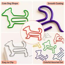 50pcs Random Color Dog Shaped Paper Clips Animal Bookmarks Animal Shaped Paper Clips Suitable For Office School Supplies Bookmarks Office School Party Notebooks, Bookmarks, Office Supplies - Rectangle - View 5