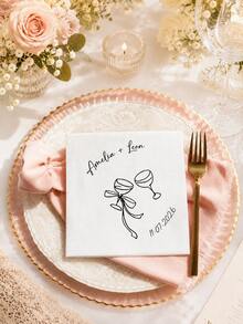 Custom Cocktail Napkins With Text - Personalized Wedding Cocktail Napkins In Any Colors - Engagement Party & Bridal Shower Decor - Multicolor - View 5
