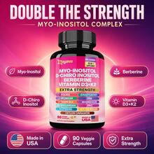 Suplemento de Mio-Inositol: 90 cápsulas veganas - Apoyo integral a la salud con D-Chiro Inositol, Folato, DIM, Vitamina D3, B12, K2, Cromo, Bioperina, Canela de Ceilán, Zinc, Ashwagandha, Agnocasto, Magnesio y Berberina - 1 pieza - Ver 1