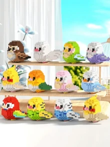 1PC/2pcs/8pcs Set Blok Bangunan Miniatur Hewan Burung Kartun Kreatif DIY, Beo, Pipit, Hewan, Puzzle Perakitan 3D, Mainan Edukatif, Mainan Asah Otak, Model Ornamen, Dekorasi Rumah Lucu, Hadiah untuk Teman, Keluarga, Anak-anak, Hadiah Ulang Tahun Terbaik - MultiWarna - View 5