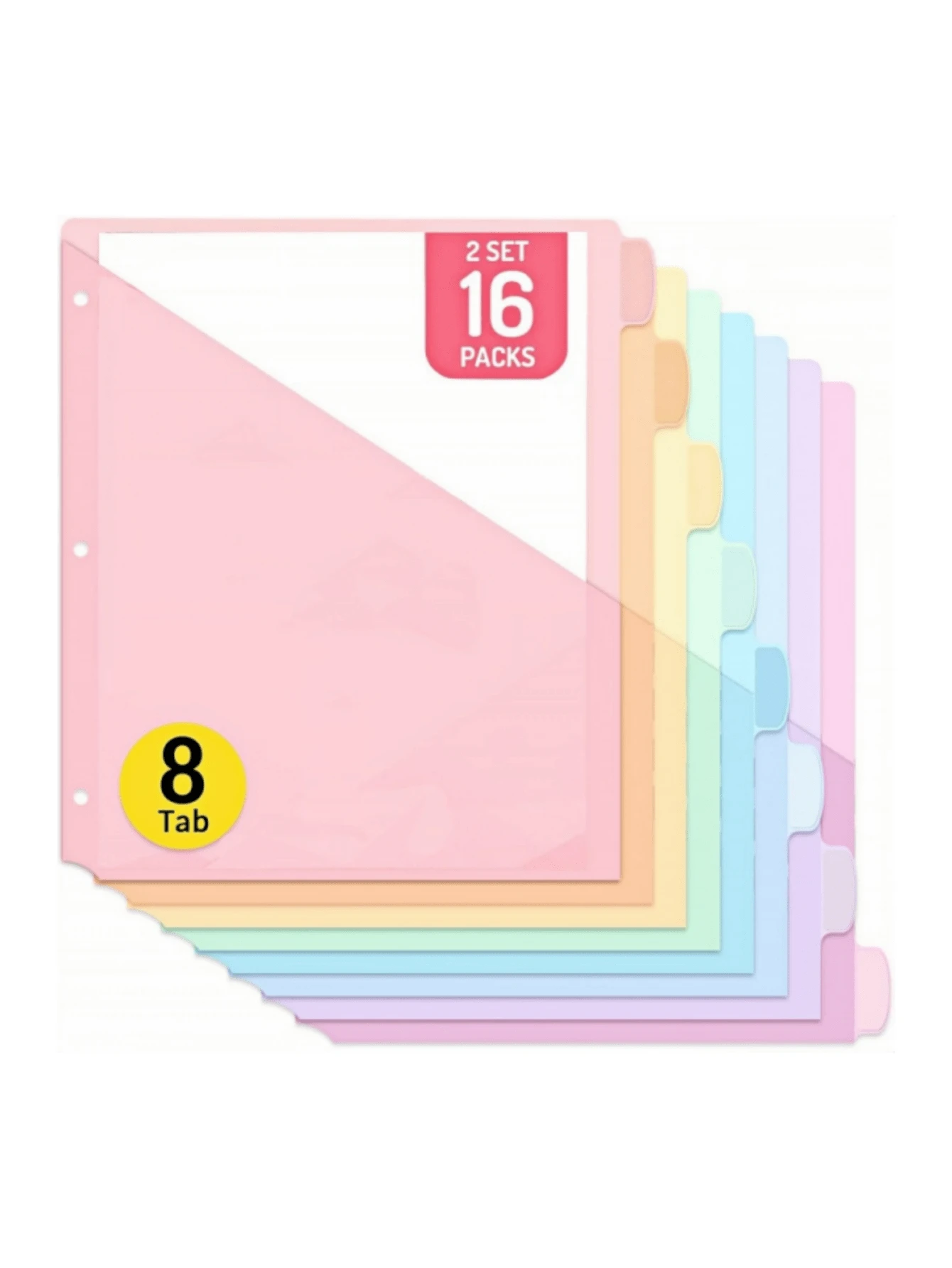 1 pieza Carpeta de archivo de PP con 3 orificios y páginas de índice, bolsa protectora de documentos de color macaron - Multicolor - Ver 1
