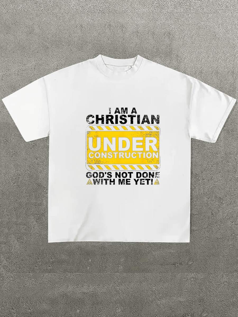Christian Inspirational T-Shirt - Faith "I Am A Christian In Progress" - White - View 1