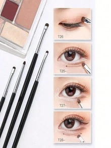 6er Augenpinsel Set: 4 Verblendpinsel (klein & groß) + 1 Detailpinsel + 1 gewinkelter Eyeliner-Pinsel. Zum Verblenden, Packen, Eyeliner, Unteraugen. Anfänger- & Profi-freundlich. - Verschiedenfarbig - Übersicht 3