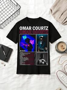 Puerto Rican Singer Omar Courtz Pink Tone Retro Poster Fan Cotton Summer Short Sleeve T-Shirt - Black-1 - View 1