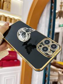 Butterfly Stand Phone Case Compatible With Apple, Thickened Luxury Phone Case Compatible With Samsung Galaxy - Black - View 6