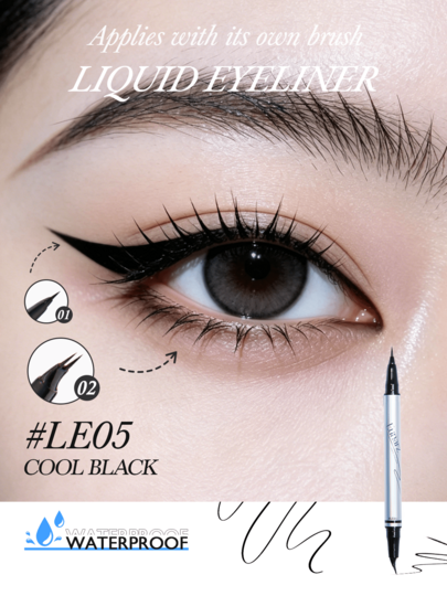 Eunarz 2-in-1 Eyeliner Cair Dua Ujung & Pena Bulu Mata Bawah, Ujung Ultra Halus, Tahan Air, Anti Luntur, Riasan Mata Tahan Lama, Ramah untuk Pemula, Gaya Y2K, Eyeliner Tabung Perak