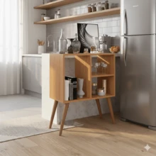 Buffet Aparador Multiuso Vênus com 3 Nichos Ideal para Cantinho do Café e Bebidas HALL DE ENTRADA - Marrom - Visão 3