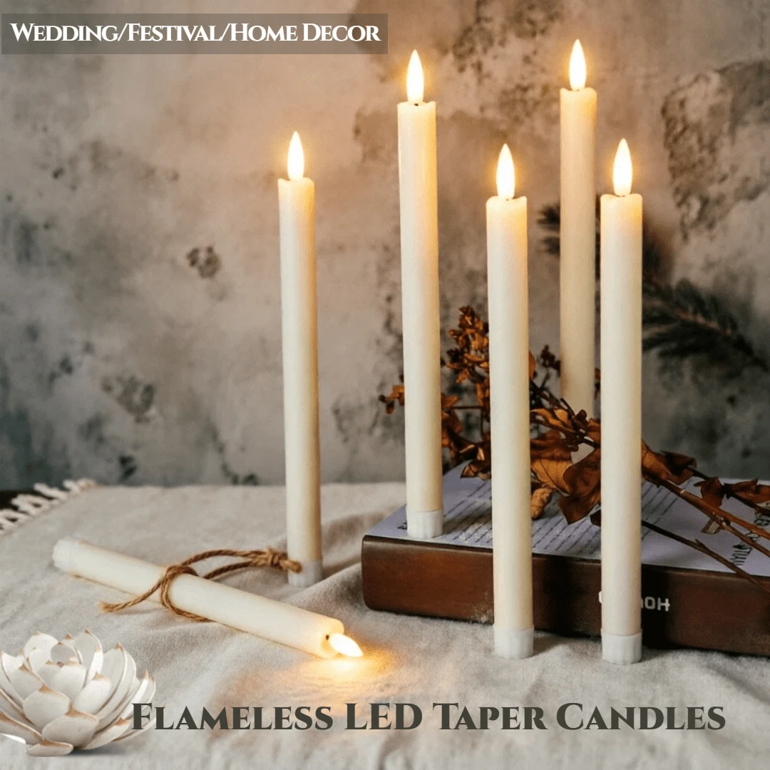 6-teiliges Set flammenlose LED-Stumpenkerzen, batteriebetriebene Kerzen mit realistischer flackernder Flamme, warmweiße elektronische Kerzen für Halloween, Weihnachten, Party, Hochzeit, Zuhause, Kirche Dekoration, mit AAA-Batterien betrieben (nicht enthalten) - LED-Spitzkerzen - Übersicht 1