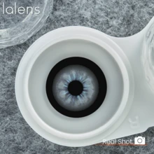 Lalens 1 paire de lentilles de contact colorées grises 14,2 mm, lentilles souples annuelles en hydrogel NVP HEMA, teneur en eau 38 %, respirantes, effet grands yeux amélioré pour maquillage, sorties quotidiennes, rendez-vous, vacances, événements, Halloween, costumes et cosplay - Van Grey - Voir 10
