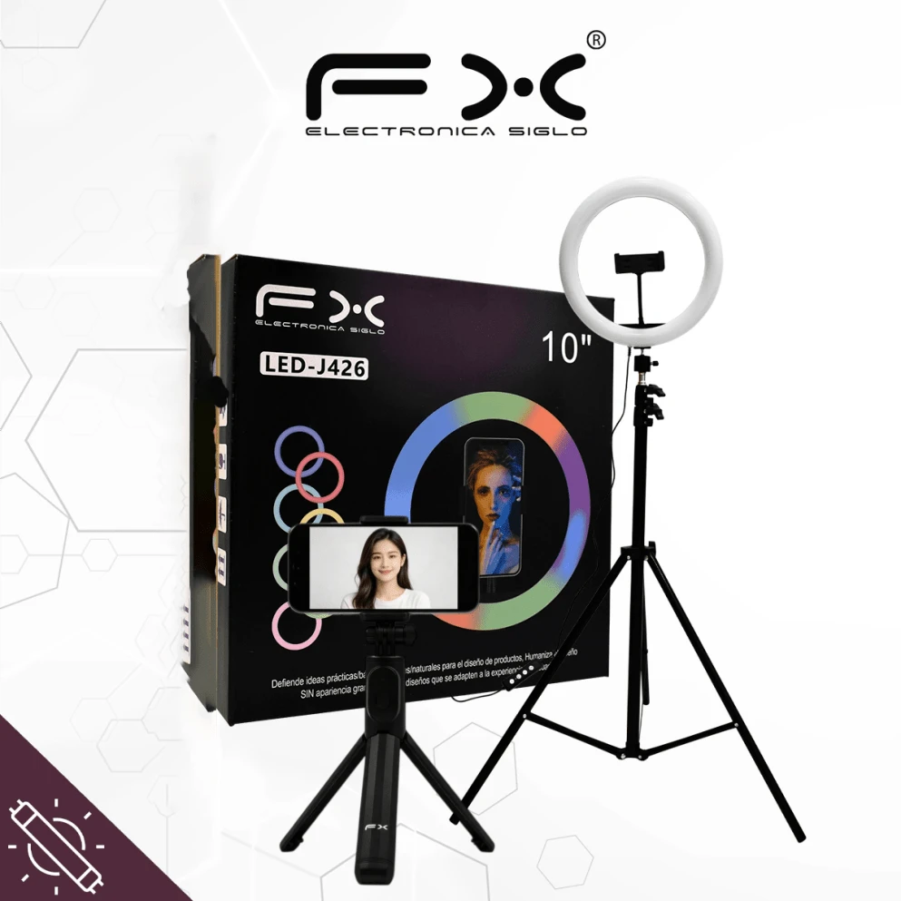 10-Inch RGB LED Ring Light With Large Tripod + Mini Tabletop Tripod, Lighting Kit For Selfies, Makeup, Streaming, And Cell Phone Video Recording - A - View 1