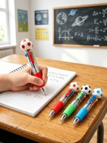 Bolígrafo de 4 colores con diseño de fútbol, un bolígrafo con múltiples colores, cambio de color conveniente y suave. Diseño vibrante y llamativo, adecuado para notas de clase, anotaciones en planificador. Compacto y portátil. - Multicolor - Ver 5