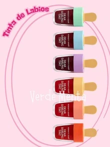 Tintas para Labios Tipo Paleta Dear Darling, Larga Duración, Efecto Gloss, Hidratante, Tono Natural, Labial Líquido Inde­leble, 12 Colores - 6 Piezas - Ver 2