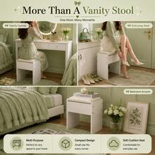 Vanity Desk With Mirror , Vanity Makeup Table With Chair, Dressing Table With 2 Cabinets, For Bedroom, Cloud White, Perfect For Bedroom, Dorm & Small Spaces - Chair - View 5