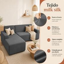 AMOROSA Universal Elastic Sofa Cover For L-Shaped Sofas (2 Pieces) Adjustable Cover For Split And Corner Sofas, Washable Non-Slip Protector For Living Room - Gray - 灰色 - 查看 5