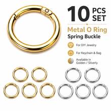 10pcs Metal O-Ring Spring Clasps, DIY Jewelry Openable Round Keychain Lobster Clasp Dog Leash Connector - Multicolor - View 4