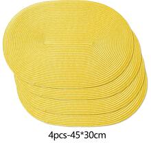 12*18 Inch Oval Woven Placemats, 4.72 Inch Coasters, Multiple Colors Available, Plastic Material, Washable, Heat-Insulating Table Mats, Coasters, Vase Mats, Tabletop Decor, Suitable For Wedding, Holiday Party, Kitchen, Christmas, New Year Party Decoration - Yellow - View 13