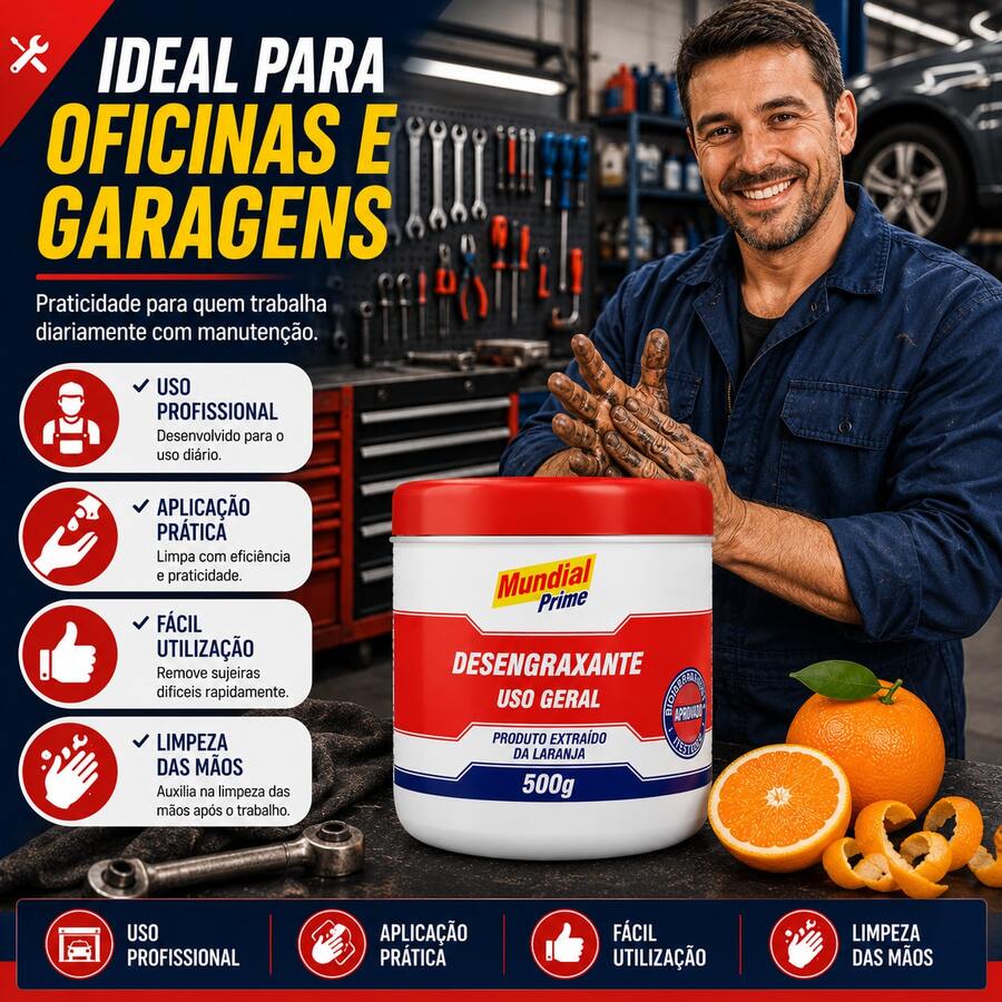 Pasta Desengraxante Uso Geral 500g Cheiro de Laranja Removedor De Graxa E Gordura