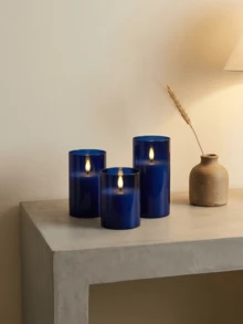 1/2/3pcs LED Warm Light Candle Lights With Remote Control And Timer Function, Suitable For Table Centerpiece Decoration, Wedding, Garden And Holiday Party, Home Decor, Gift Giving, Birthday Celebration, Graduation Commemoration And More - Dark Blue - View 3