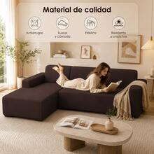 AMOROSA Funda de Sofá Elástica Universal para Sofá en L(2 Piezas)Funda Ajustable para Sofá Dividido y de Esquina,Protector Lavable Antideslizante para Sala-Cafe - café - Ver 6