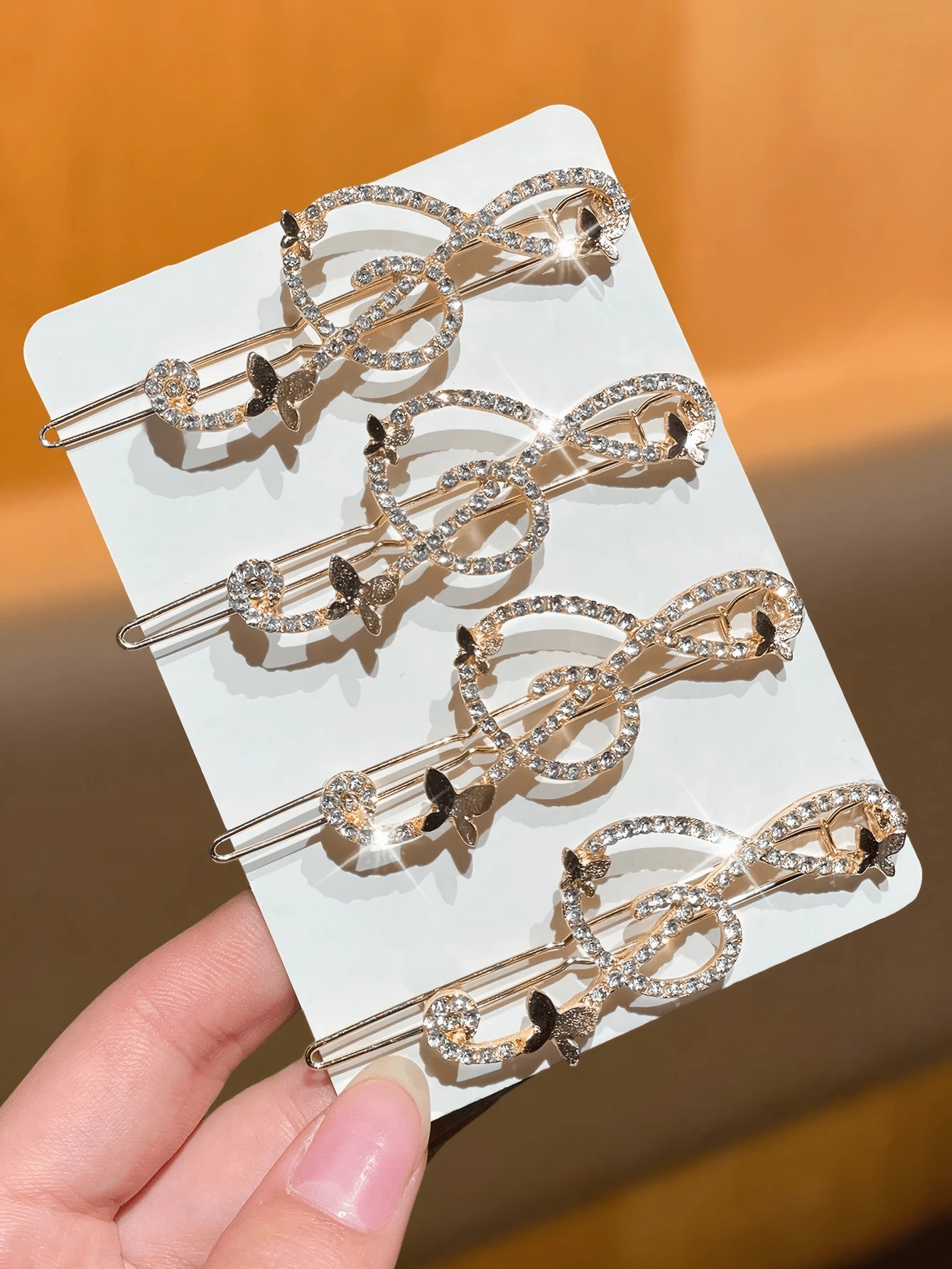4pcs Elegant Women's Hair Clips, Exquisite And Charming, Sparkling Rhinestones, Musical Note Design, Suitable For Bangs And Messy Hairstyles, Strong Grip - Multicolor - View 1