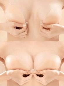 Wireless Adhesive Silicone Bra, Sexy Push-Up Tank Style Bra For Women, Suitable For Dresses, Lingerie, Swimwear, Wedding Dresses, Small Cup Sizes, Breathable Invisible Breast Pads, Breast Enhancer - Apricot - View 2