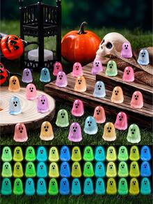 100/50/20/10/1pc Glowing Mini Ghost, Fun Decorative Gift For Halloween Party, Suitable For Theme Party, DIY Party Decoration Accessories, Tabletop Decor, Garden Decor - Multicolor - View 5