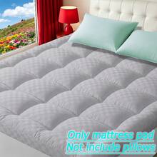 Cooling Mattress Cover, Breathable Fluffy Mattress Topper With 8-21" Deep Pocket-Machine Washable -RV, Bed, Sofa/Couch -Ultimate Summer Gift For Family, Home -Twin/Full/Queen/King Size, An Ideal Choice For Summer Bedroom Mattresses. - Ash Checker - View 2