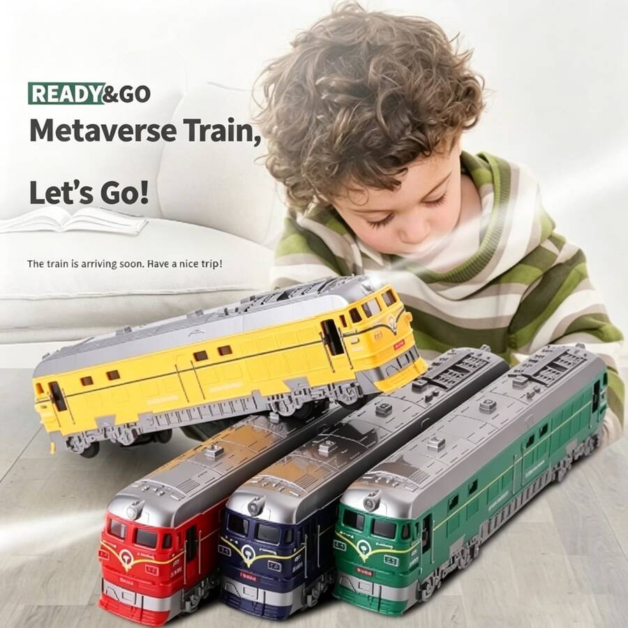 1pc Realistic Green Train Model: Multi-Carriage Connected, Four Doors Can Open, Exquisite Details; Multiple Colors Available, Suitable As Desktop Decoration; Children's Toy Gift - Multicolor - View 1