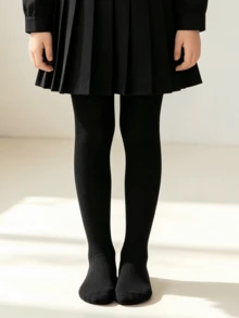 8 Pairs Girls Solid Color Tights, Spring/Autumn Children's School Style Uniform Leggings, Big Kids JK Pleated Skirt Versatile Elastic Skin-Friendly Footed Tights Multi-Color Set - Multicolor - View 8