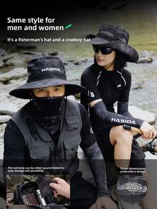 HASIDA Fishing Bucket Hat Set UV Sun Protection Large Brim Multi-Function Outdoor Lure Fishing Kit With Cooling Arm Sleeves Neck Gaiter - Washcloth - View 4