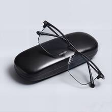 1pc Classic Hard Shell Linen Fabric Glasses Case, Eyewear Storage Box, Optical Frame Case, Women's Glasses Accessories - Black - View 2