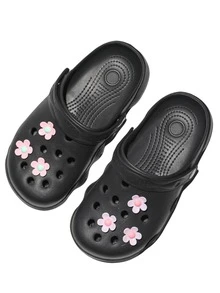 HOEASE 女童時尚輕量化木屐鞋，EVA軟底透氣舒適，適用於園藝與海灘，居家與外出皆宜，四季通用 - 黑色 - 查看 5