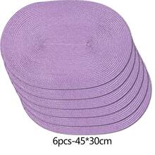 Alas Piring Anyaman Oval 12*18 Inci, Tatakan Gelas 4,72 Inci, Tersedia Berbagai Warna, Bahan Plastik, Dapat Dicuci, Alas Meja Isolasi Panas, Tatakan Gelas, Alas Vas, Dekorasi Meja, Cocok Untuk Pernikahan, Pesta Liburan, Dapur, Natal, Dekorasi Pesta Tahun Baru - Purple - View 13