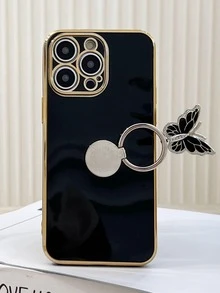 Butterfly Stand Phone Case Compatible With Apple, Thickened Luxury Phone Case Compatible With Samsung Galaxy - Black - View 3