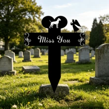 Heart Cross Dog Cemetery Stake, Praying Angel Shaped Pet Memorial Plaque, Rust-Proof Garden Sign, Comfort Gift For Dog Owners Who Lost Their Beloved Pets - Black - View 3