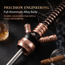 Arabian Hookah Pot Aluminum Alloy Spring Style With Aluminum Foil And Disposable Mouthpiece Silicone Tube Aluminum Alloy Handle Spring Protective Sleeve Charcoal Clip Ceramic Smoke Bowl Artificial Glass Pot Base - one-size - View 3