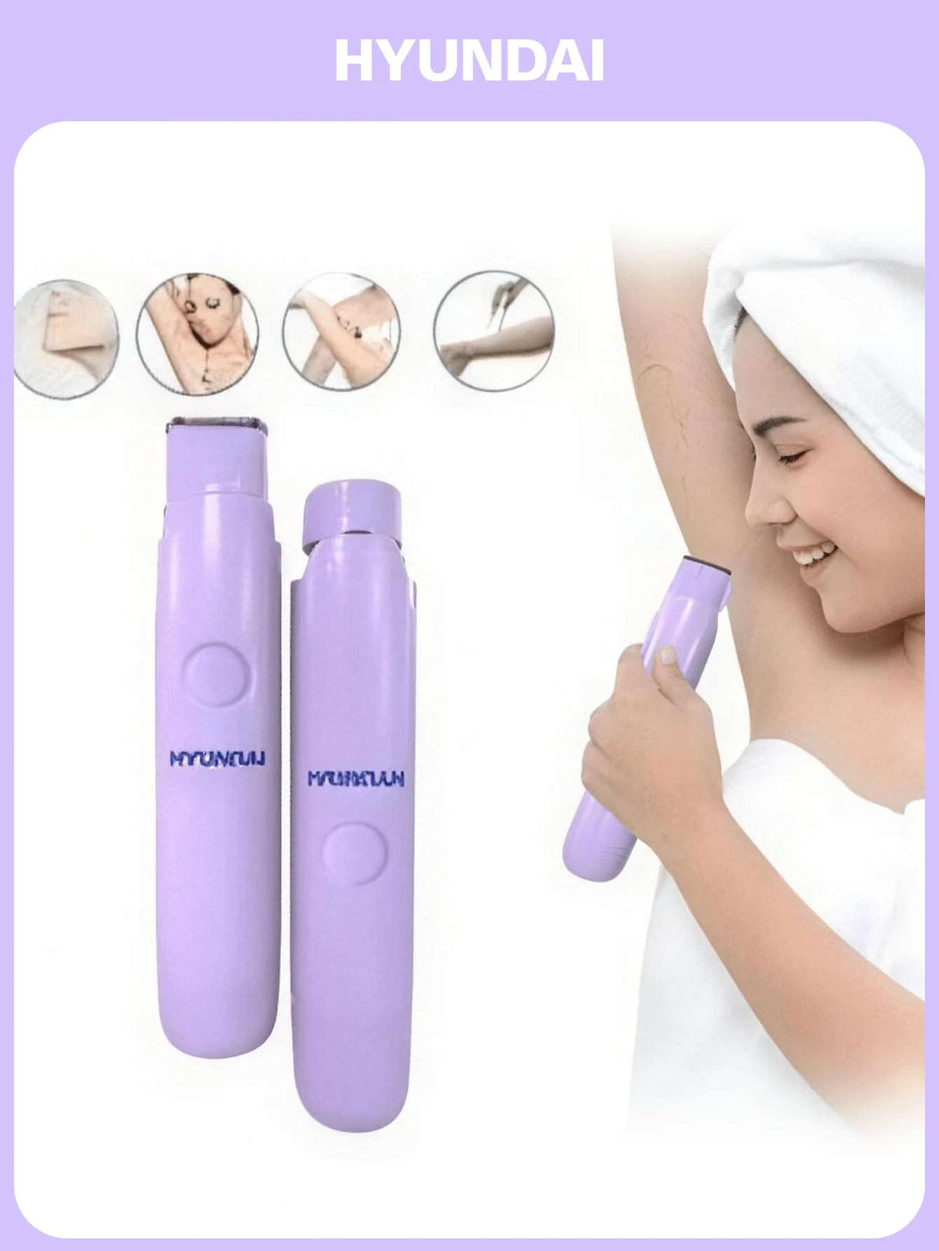 HYUNDAI 2-In-1 Electric Women's Swimsuit Trimmer, Waterproof Dual-Head Electric Shaver, Intimate Hair Removal Tool Suitable For Sensitive Female Skin - Purple - View 1