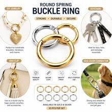 10pcs Metal O-Ring Spring Clasps, DIY Jewelry Openable Round Keychain Lobster Clasp Dog Leash Connector - Multicolor - View 5