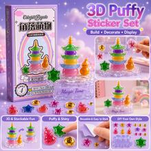 Bộ nhãn dán 3D nhiều lớp phồng, nhãn dán trang trí dập nổi pha lê dạng thạch với sao, chuông và chùa nhiều màu, có thể xếp chồng để tự tạo cảnh trang trí bàn làm việc, dùng làm nhãn dán phẳng cho ốp điện thoại, scrapbook, sổ nhật ký, sổ tay, album và quà tặng - Hình chữ nhật - Xem 1