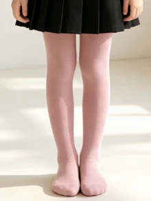 8 Pairs Girls Solid Color Tights, Spring/Autumn Children's School Style Uniform Leggings, Big Kids JK Pleated Skirt Versatile Elastic Skin-Friendly Footed Tights Multi-Color Set - Multicolor - View 7